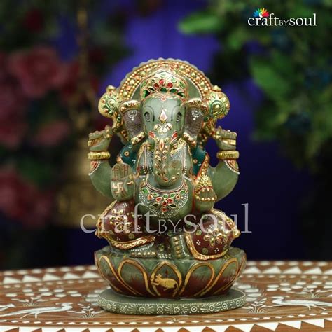 Jade Ganesha Aventurine Ganesha Gemstone Ganesh Ganesh Statue Quatrz