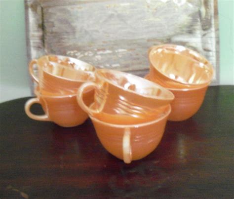 Vintage Fire King Peach Oven Ware Lusterware Cups