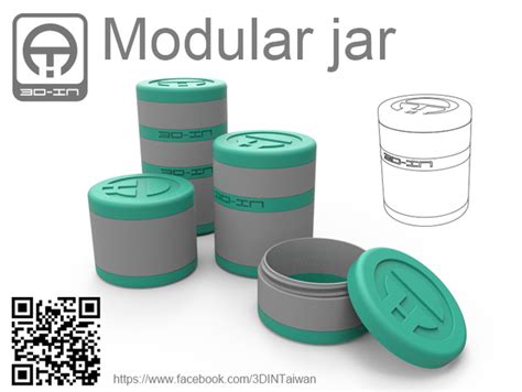 3d Printed Modular Jar By 3din Pinshape