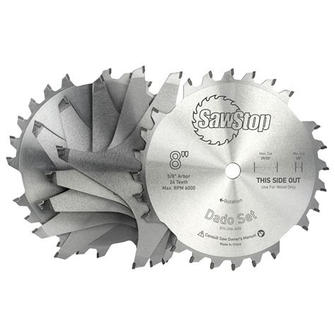 Sawstop 8 In Dia 1516 In Max Cut Wd Dado Blade Set 799eg9bts