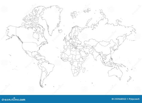 Esquema Negro Mapa Pol Tico Del Mundo Ilustraci N Del Vector