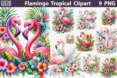 Flamingo Flowers Sublimation Graphic By Watercolorcolordream Creative