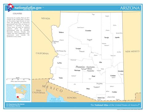 Arizona State Counties Wcities Laminated Wall Map Us