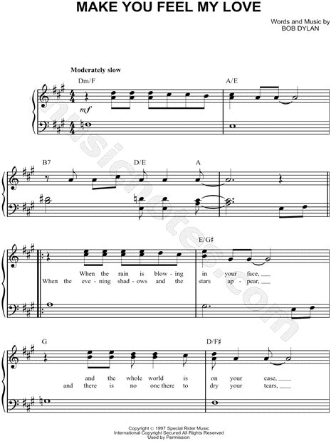 Adele Make You Feel My Love Sheet Music Easy Piano In A Major