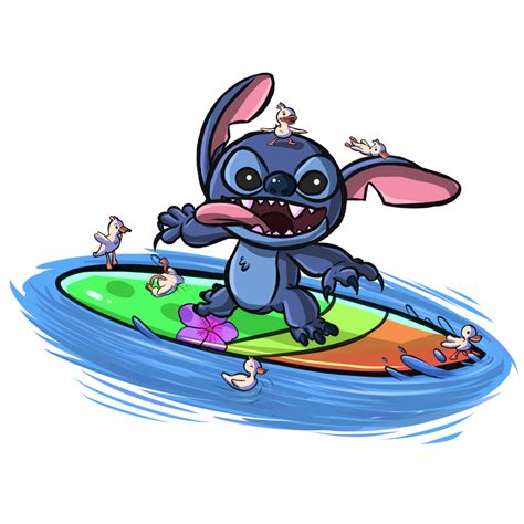 Stitch Surfing Sticker by Arcanekeyblade5 on DeviantArt