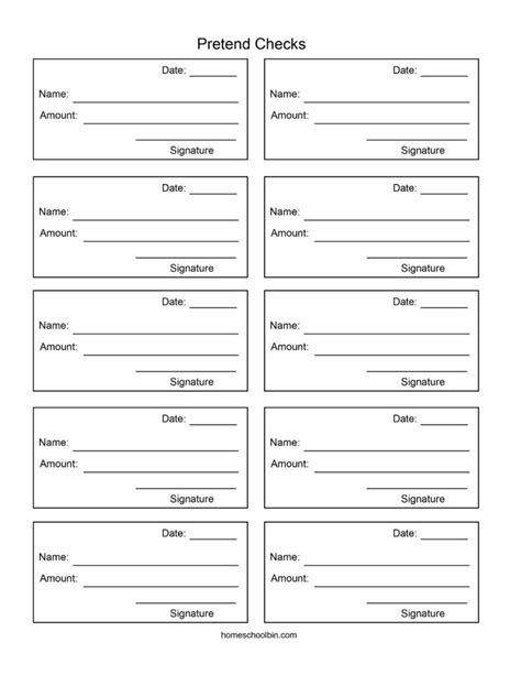 Free Printable Pretend Checks Printable Checks Writing Worksheets ...