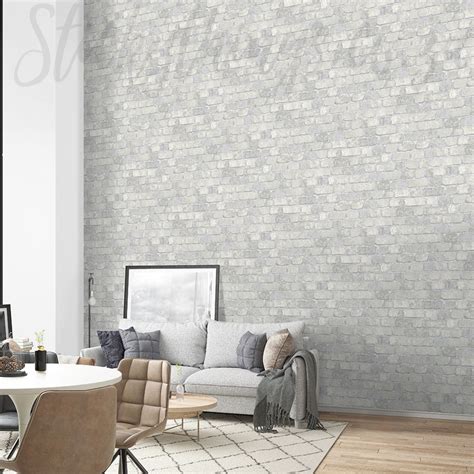 Textured Light Grey Bricks Wallpaper - 3D Soft Grey Brick Wallpaper ...