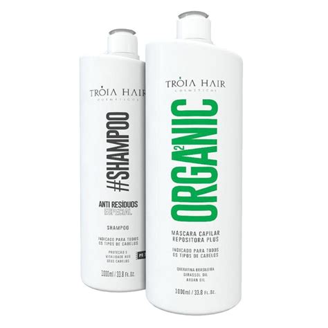 Kit Progressiva Organica Tróia Hair Liso Real 2x1l Original sem formol