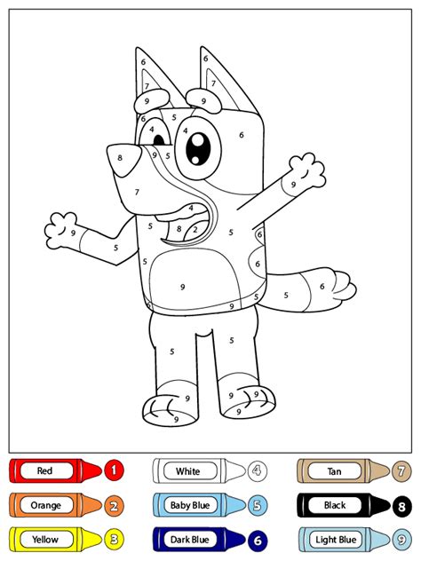 Bluey Holding A Phone Color By Number Coloring Page Free Printable