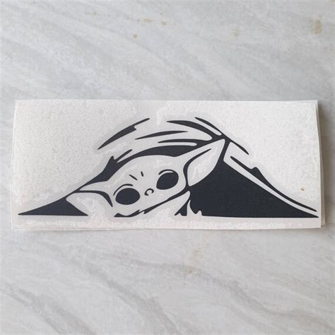 Peeking Baby Yoda Grogu Mandalorian Inspired Decal Vinyl Etsy