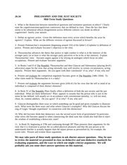 Midterm Study Questions - 26:34 PHILOSOPHY AND THE JUST SOCIETY Mid ...