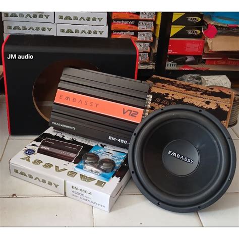 Jual Paket Audio Mobil Power 4chanel Embassy EM 450 4 Subwoofer