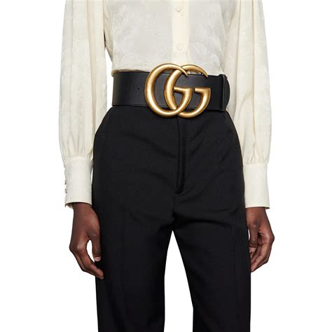 Gucci Calfskin Black Marmont Gg Wide Belt 7530 453265 For Sale At