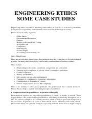 ENGINEERING ETHICS Case Study 1 Pdf ENGINEERING ETHICS SOME CASE