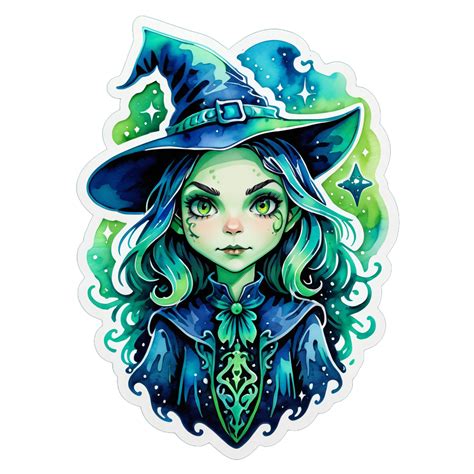 I Made An Ai Sticker Of Realistic Witch Watercolor With Ink Pen Outline