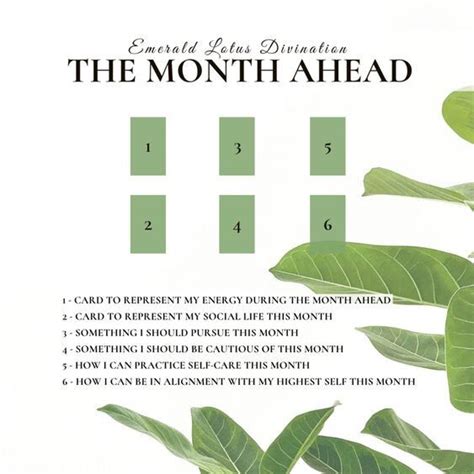 Month Ahead Tarot Spread Emerald Lotus Tarot Reading Spreads Tarot