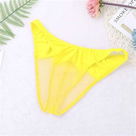YiZYiF Herren Transparent Slips Mesh Unterwäsche Bikini Briefs String Tanga Thong Schlüpfer