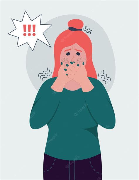 Premium Vector Scared Girl Close Her Mouth Vector Illustration With