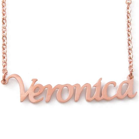 VERONICA Rose Gold Name Necklace Personalized Jewellery Free Gift Box ...