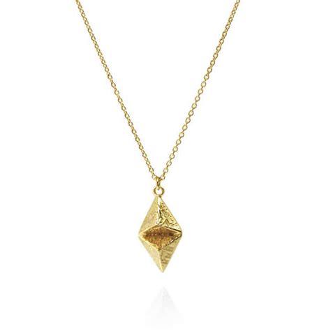 SOUVENIR double mini pyramid pendant - gold plated silver - Sara Gunn