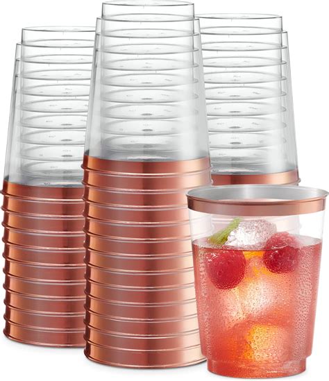 Munfix 100 Rose Gold Plastic Cups 12 Oz Clear Plastic Cups