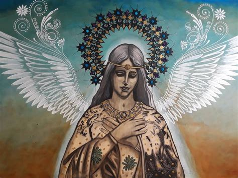 Virgin Mary With Angel Wings Painting By Augusto Sanchez Saatchi Art