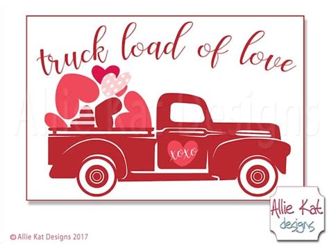 Vintage Red Truck Valentine Truck Load Of Love Valentine Sign Banner