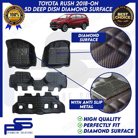 5D Black Diamond Surface Deep Dish Matting For Toyota Rush 2018 2023