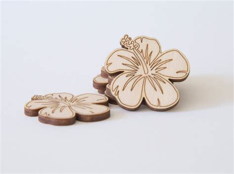 Wooden Hibiscus Flowers Laser Cut Craft Supplies Unfinished Etsy India