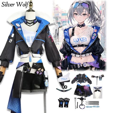 Game Honkai Star Rail Silver Wolf Cosplay Costume Wig Set Uniform