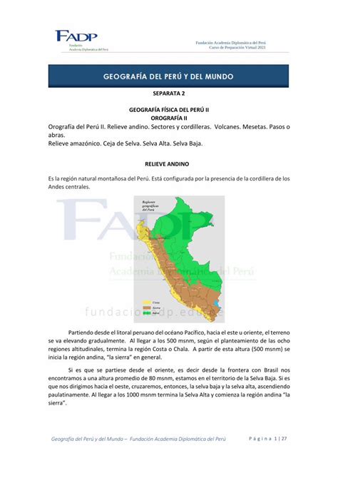 PDF SEPARATA 2 GEOGRAFÍA FÍSICA DEL PERÚ II OROGRAFÍA II DOKUMEN TIPS