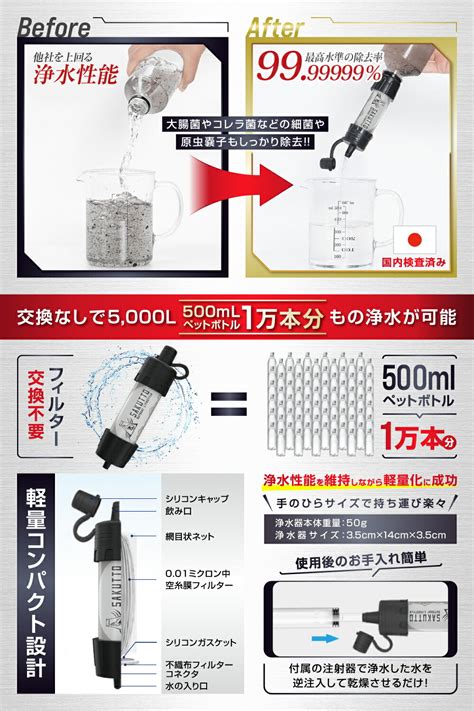 【大注目】sakutto 携帯浄水器 防災 災害用備蓄品 登山用品 Pe