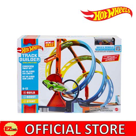 Hot Wheels Track Set And 1 64 Scale Toy Car Track Builder Corkscrew Twist Track Builder