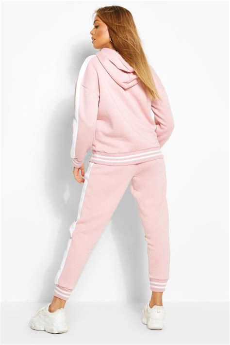 Her Side Panel Contrast Rib Hooded Tracksuit Trending Fashion Outfits