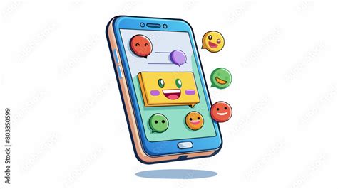 A text message on a phone screen animated with colorful emojis and ...