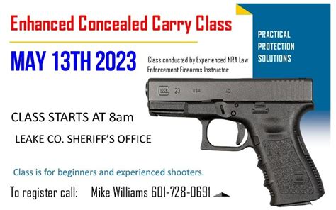 Enhanced Concealed Carry Class To Be Held At Leake County Sheriff S