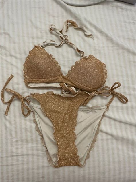 Kiwi Saint Tropez Gold Bikini Women S Fashion Swimwear Bikinis Swimsuits On Carousell