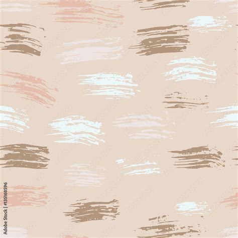 Seamless Nude Vector Handmade Abstract Brush Strokes Background Ink Grunge Pattern Stock Vector