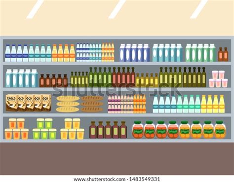 Vector Cartoon Background Illustration Supermarket Interior Stock ...