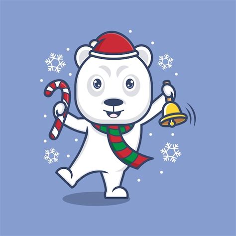 Premium Vector Cute Cartoon Polar Bear On Christmas