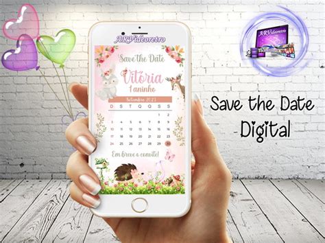 Save The Date Arte Digital Bosque Encantado Elo7