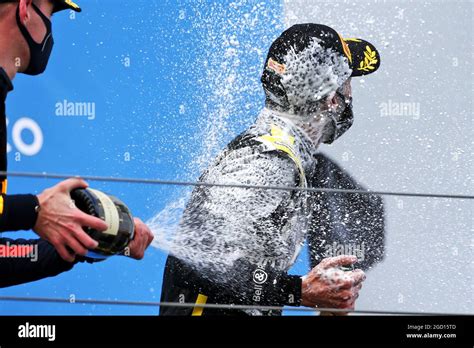 Daniel Ricciardo Aus Renault F Team Celebrates His Third Position On