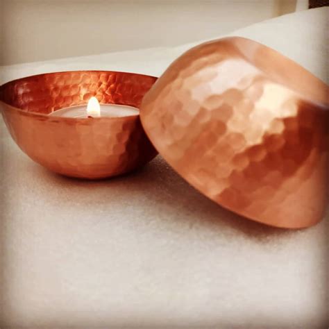 Copper Tea Light Holder Hand Hammered Copper Etsy