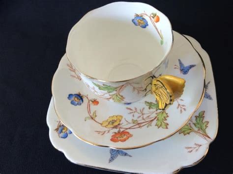 Royal Albert Virginia Patt Butterfly Handle Tea Trio