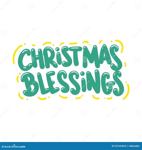 Christmas Blessings Holiday Hand Written Lettering Phrase Cartoon