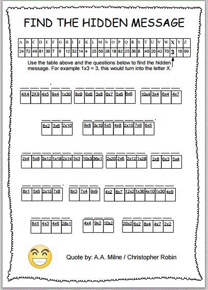 Hidden Mystery Math Messages Multiplication And Basic Facts Math Activities