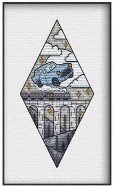 HARRY POTTER RON Flying Car Hogwarts Train Cross Stitch Kit £15.00 ...