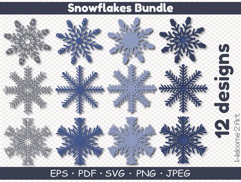 3D Layered Snowflakes Christmas Svg, Snowflakes Bundle Cut Files ...