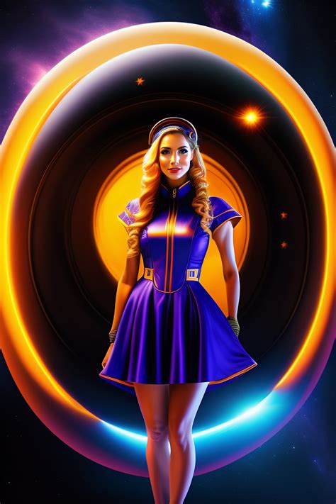 Lexica Hot Spacegirl In Dress Costume In Front Of A Blackhole Starcraft