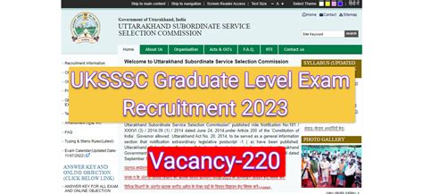 Uksssc Graduate Level Exam Recruitment 2023